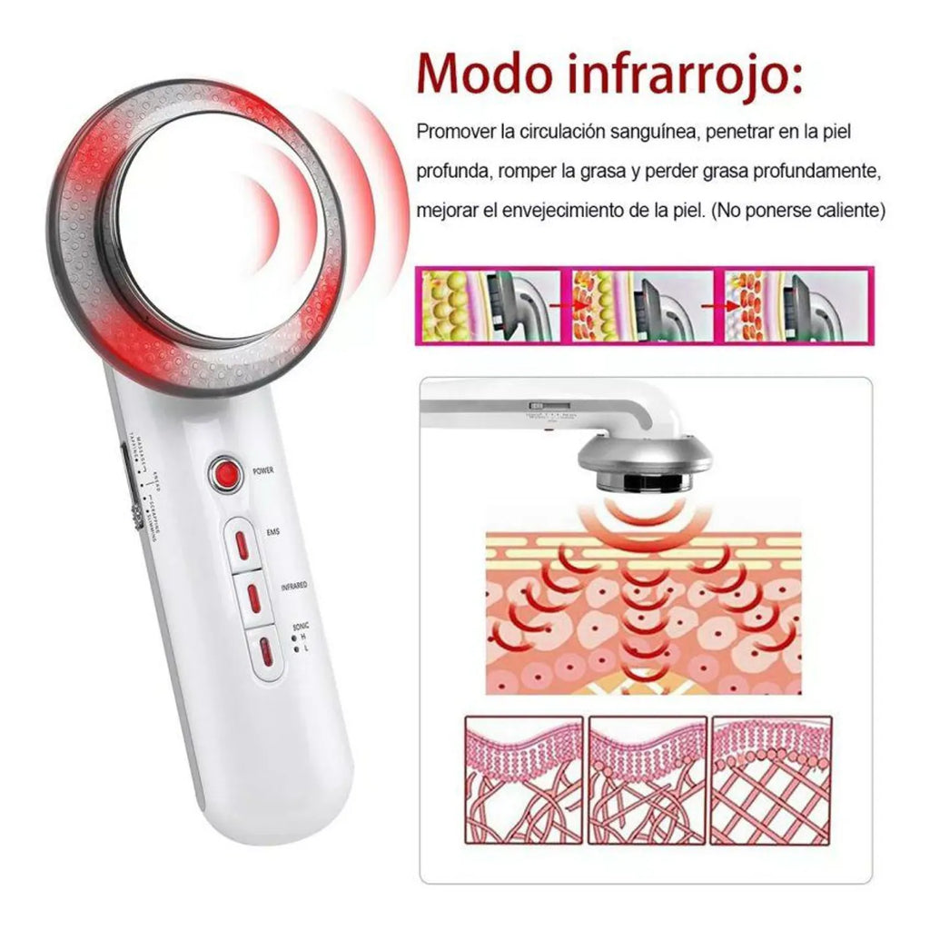 Masajeador Corporal Ultrasónico 3 en 1 — Ultrasonido + Infrarrojo + EMS