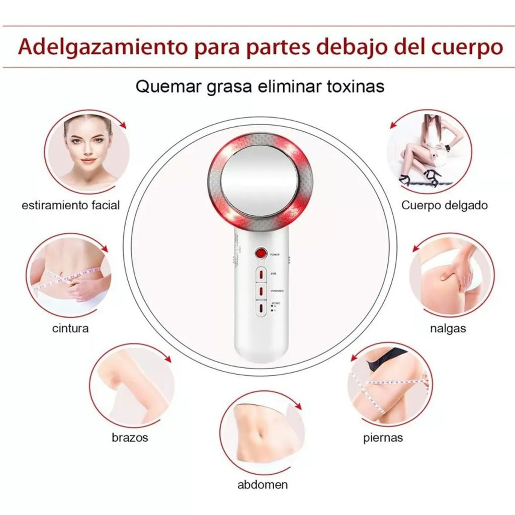Masajeador Corporal Ultrasónico 3 en 1 — Ultrasonido + Infrarrojo + EMS