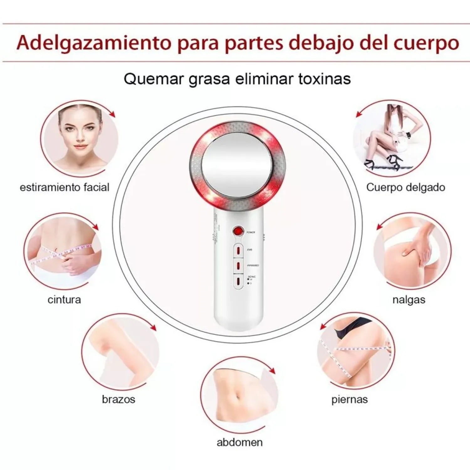 Masajeador Corporal Ultrasónico 3 en 1 — Ultrasonido + Infrarrojo + EMS