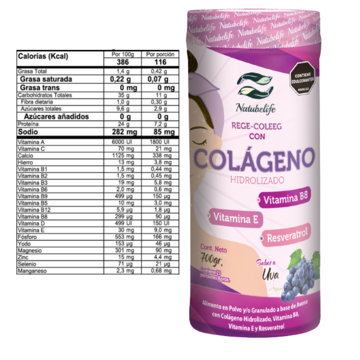 Colágeno Rege-Coleeg 700g — Natubelife | Sabor Uva